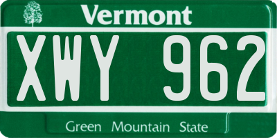 VT license plate XWY962