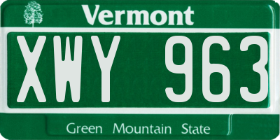 VT license plate XWY963