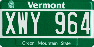 VT license plate XWY964