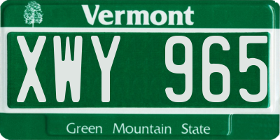 VT license plate XWY965