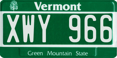 VT license plate XWY966