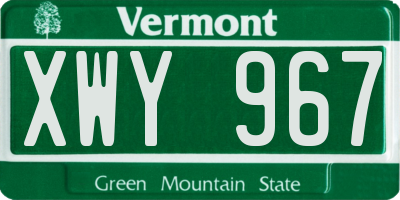 VT license plate XWY967