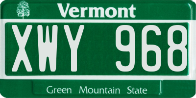 VT license plate XWY968