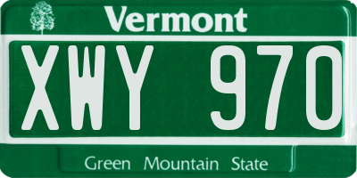 VT license plate XWY970
