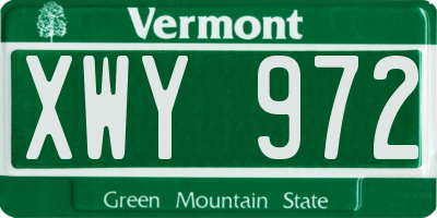 VT license plate XWY972