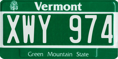 VT license plate XWY974