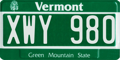 VT license plate XWY980