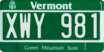VT license plate XWY981