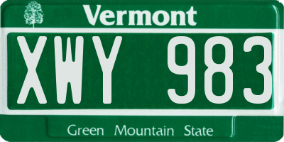 VT license plate XWY983
