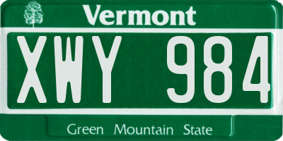 VT license plate XWY984