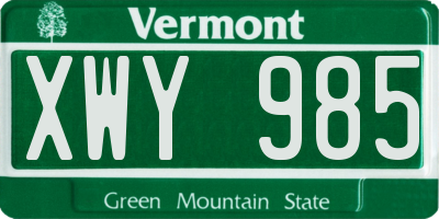 VT license plate XWY985