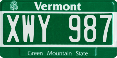 VT license plate XWY987