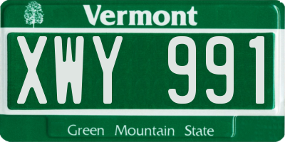 VT license plate XWY991
