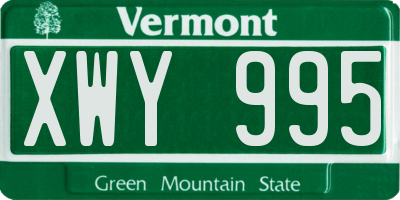 VT license plate XWY995