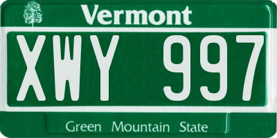VT license plate XWY997