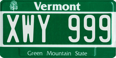 VT license plate XWY999