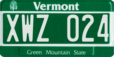 VT license plate XWZ024