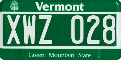 VT license plate XWZ028
