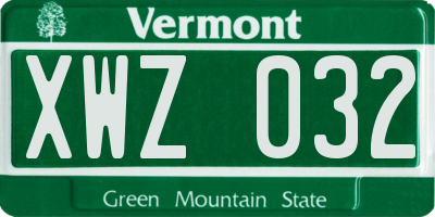 VT license plate XWZ032