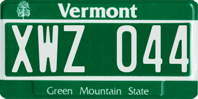 VT license plate XWZ044