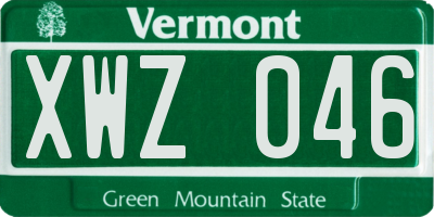VT license plate XWZ046