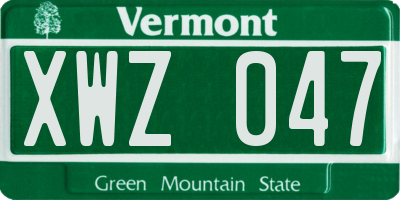VT license plate XWZ047