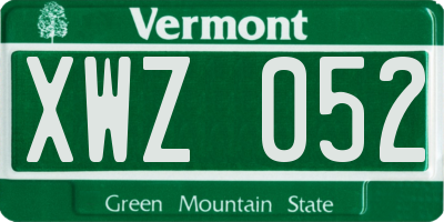 VT license plate XWZ052