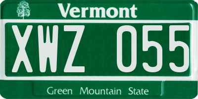 VT license plate XWZ055