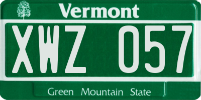 VT license plate XWZ057