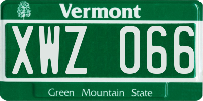 VT license plate XWZ066