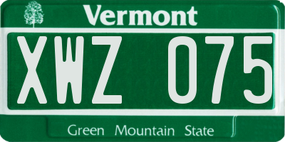 VT license plate XWZ075