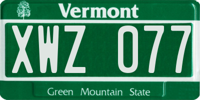VT license plate XWZ077
