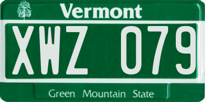 VT license plate XWZ079