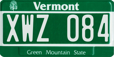 VT license plate XWZ084