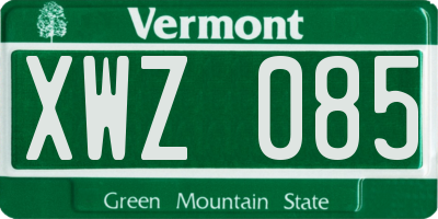 VT license plate XWZ085