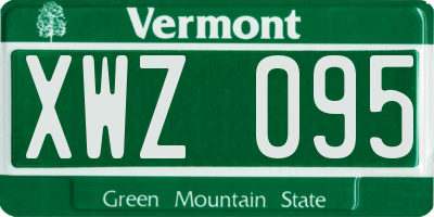 VT license plate XWZ095