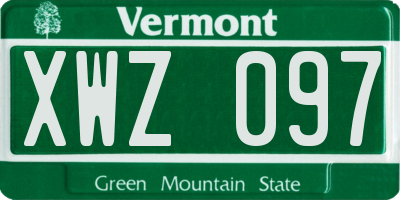 VT license plate XWZ097