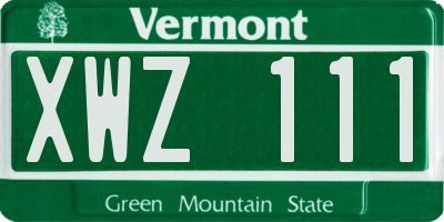 VT license plate XWZ111