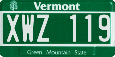 VT license plate XWZ119