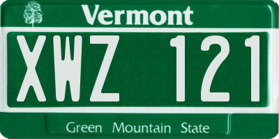 VT license plate XWZ121