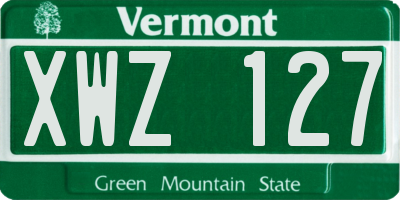 VT license plate XWZ127