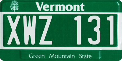 VT license plate XWZ131