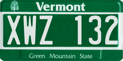 VT license plate XWZ132