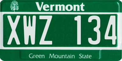 VT license plate XWZ134