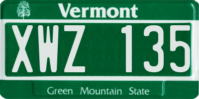 VT license plate XWZ135