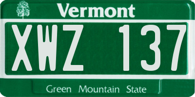 VT license plate XWZ137