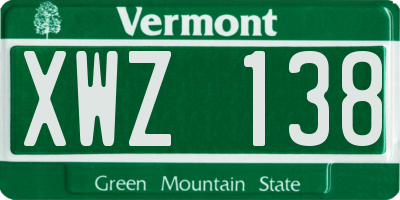VT license plate XWZ138