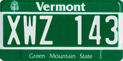 VT license plate XWZ143
