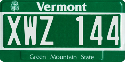 VT license plate XWZ144