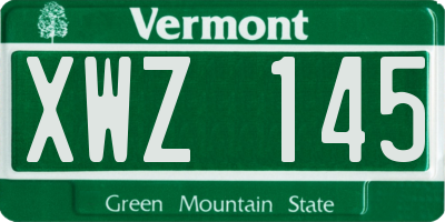 VT license plate XWZ145